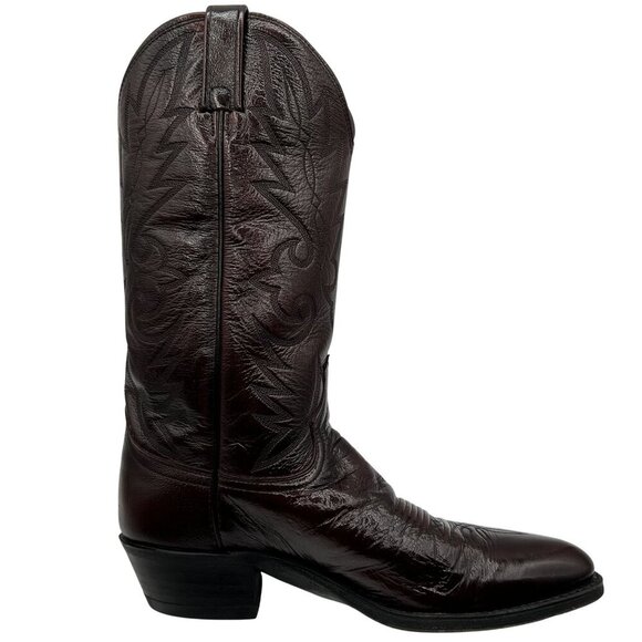 Dan Post Mens 9.5D Black Cherry Leather Cowboy Boots Western Stitching Rodeo - Picture 4 of 16